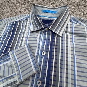 Tommy Bahama‎ Long Sleeve Button Down Striped Shirt Men's Size Medium Gray/Blue